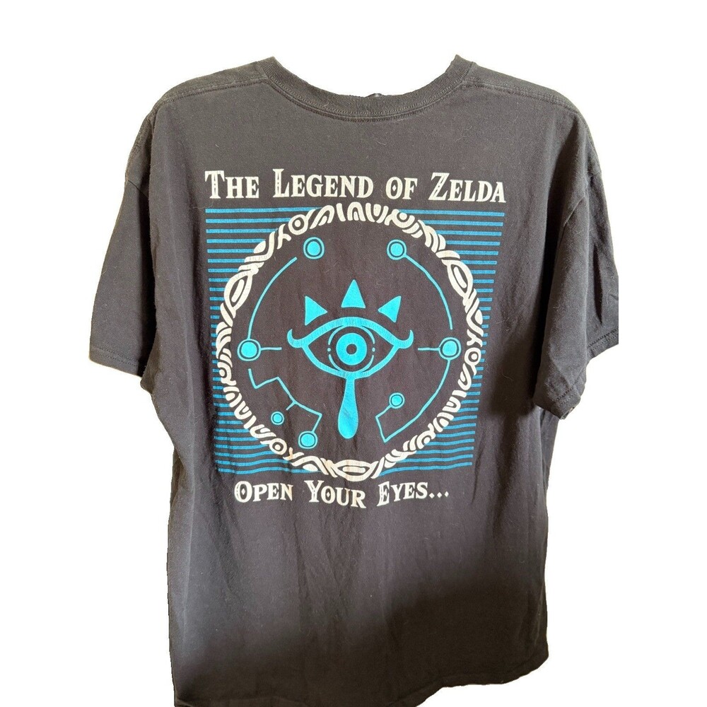 The Legend of Zelda Open Your Eyes Graphic T-Shirt Black Short Sleeve SZ XL